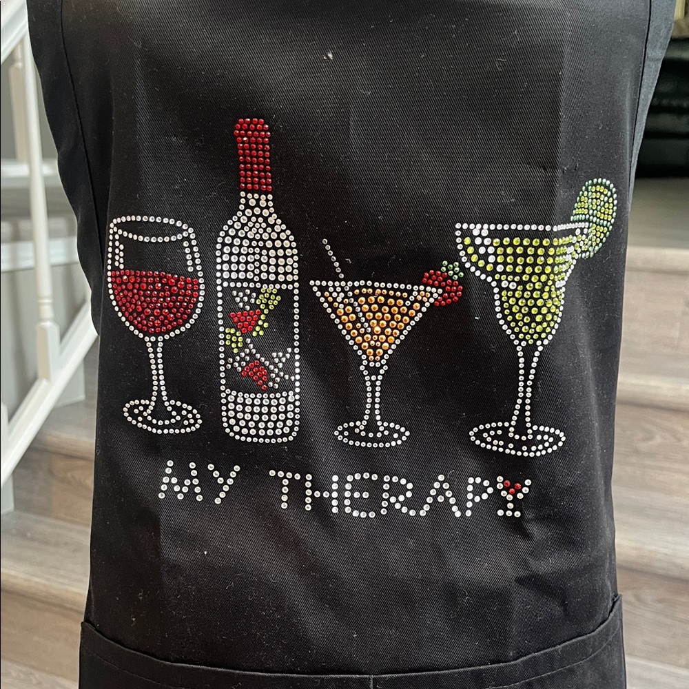 'My Therapy' Rhinestone Apron - Picture 2 of 3